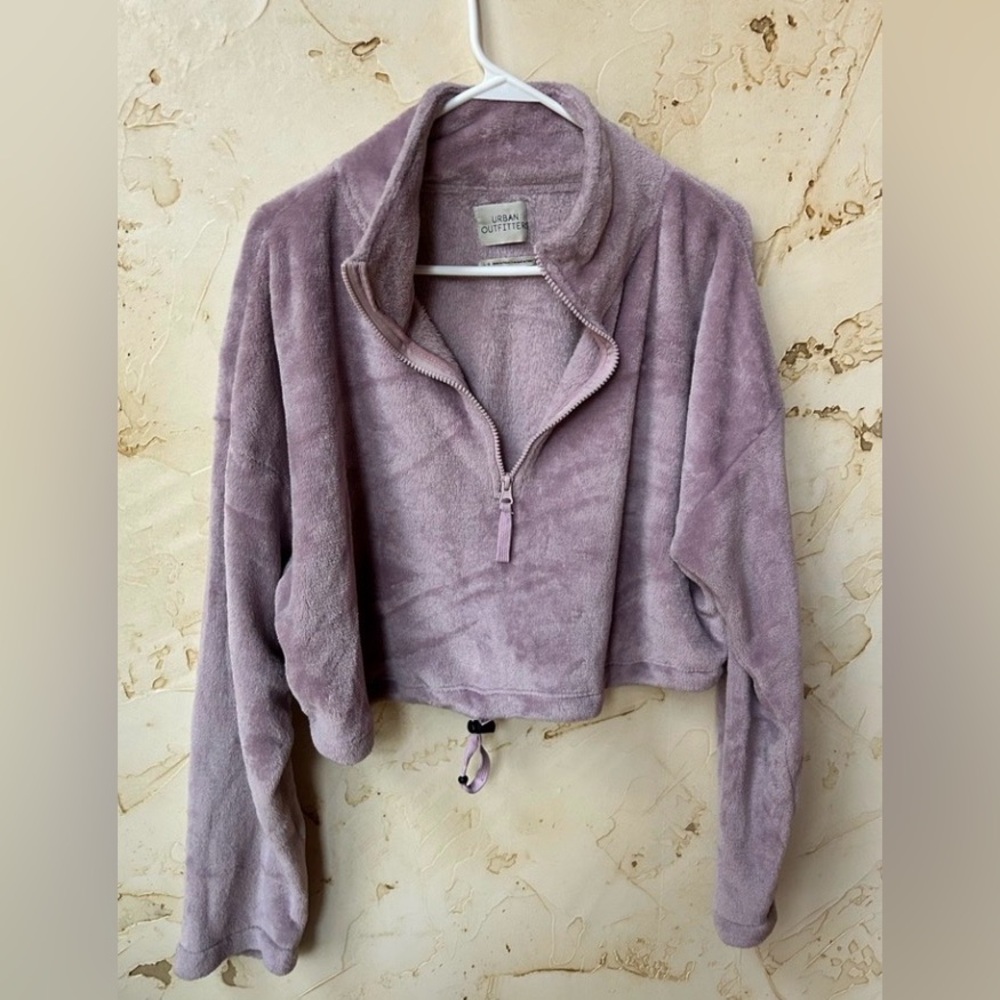Urban Outfitters Cropped Purple Half-Zip Pullover Size Large EUC Relaxed Fit - Picture 3 of 7